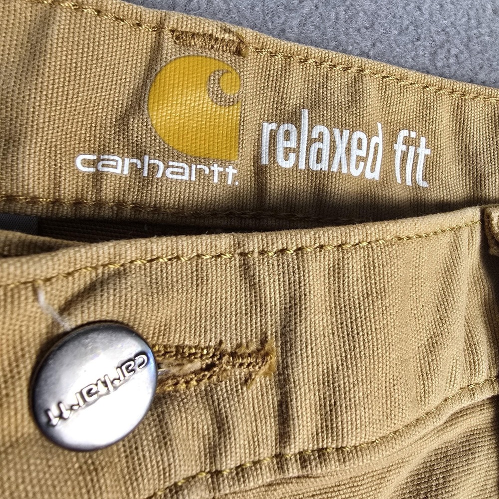 Carhartt Pants Mens 38x31 Beige Relaxed Fit Straight Leg Canvas Workwear Stretch - Picture 4 of 13